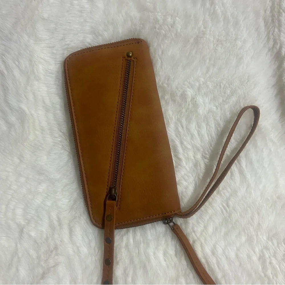 Free People Brown Vegan Leather Wristlet